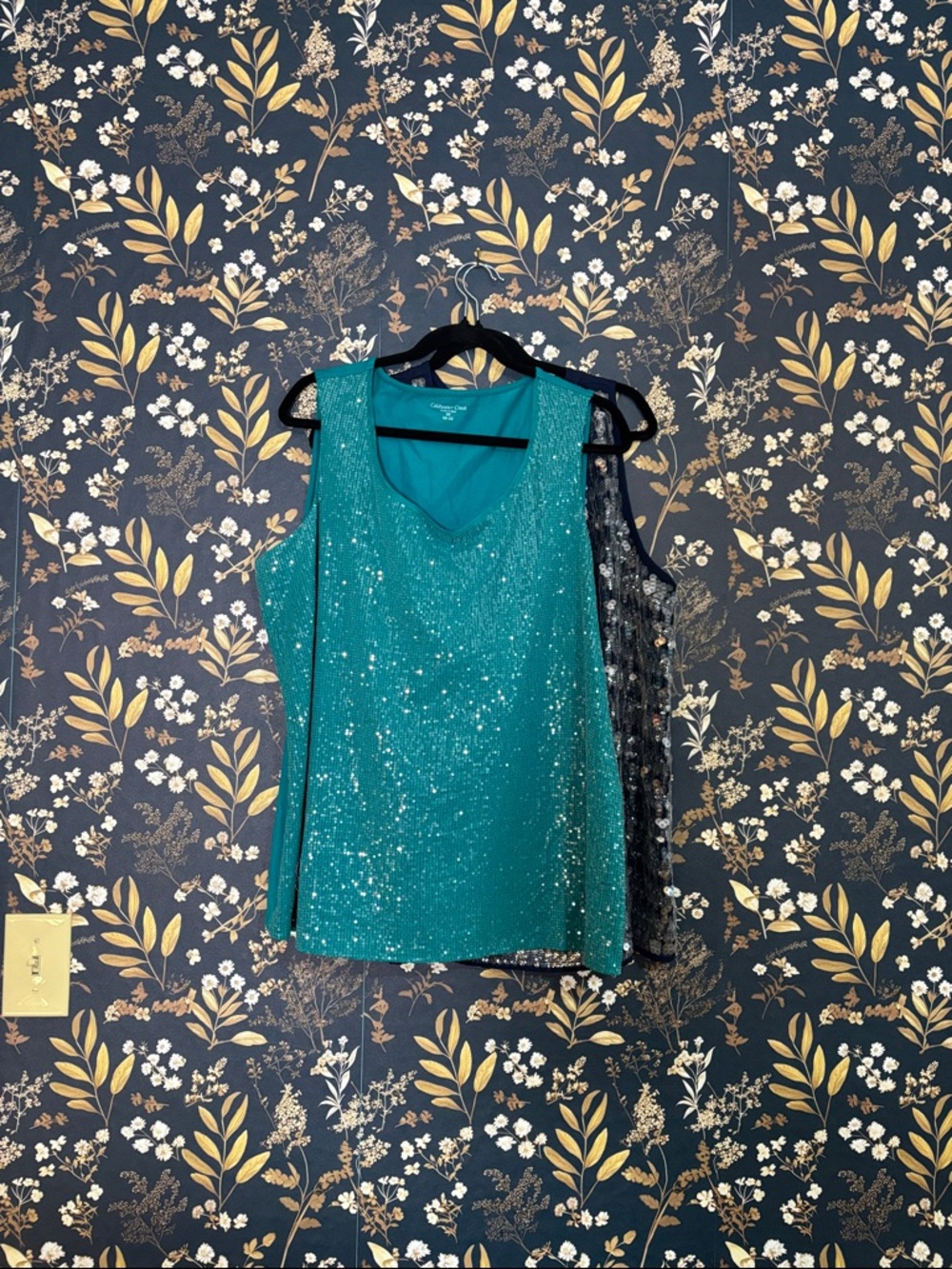 Coldwater Creek Teal & Blue Sequin Sleeveless Tank Top Bundle of 2 Size 2X